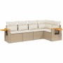 Set Divano da Giardino 5 pz con Cuscini Beige in Polyrattan