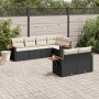 Set Divani da Giardino con Cuscini 7pz Nero Polyrattan