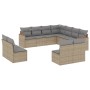 Set Divani da Giardino 11 pz con Cuscini Beige in Polyrattan