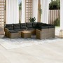 Set Divani da Giardino 11 pz con Cuscini in Polyrattan Grigio