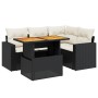 Set Divani da Giardino 5 pz con Cuscini in Polyrattan Nero