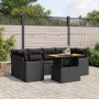 Set Divani da Giardino con Cuscini 7pz Nero Polyrattan