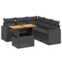 Set Divano da Giardino 6 pz con Cuscini Nero in Polyrattan