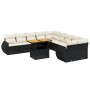 Set Divani da Giardino 11 pz con Cuscini in Polyrattan Nero