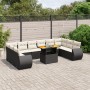 Set Divani da Giardino 11 pz con Cuscini in Polyrattan Nero