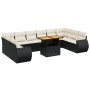 Set Divani da Giardino 11 pz con Cuscini in Polyrattan Nero