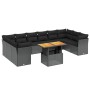 Set Divani da Giardino 11 pz con Cuscini in Polyrattan Nero