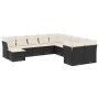 Set Divani da Giardino 11 pz con Cuscini in Polyrattan Nero