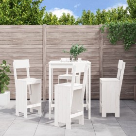 Set Bar da Giardino 5 pz Bianco in Legno Massello di Pino