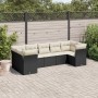 Set Divani da Giardino con Cuscini 7pz Nero Polyrattan