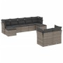 Set Divano da Giardino 9 pz con Cuscini Grigio in Polyrattan