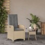 Sedia Reclinabile Giardino con Cuscini Beige Misto Polyrattan