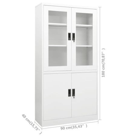 Armadio per Ufficio Bianco 90x40x180 cm in Acciaio