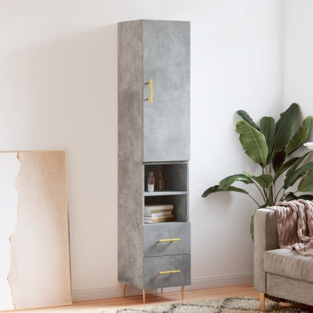 Credenza Grigio Cemento 34,5x34x180 cm in Legno Multistrato