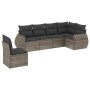 Set Divano da Giardino 6 pz con Cuscini Grigio in Polyrattan