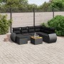 Set Divani da Giardino con Cuscini 8 pz Nero in Polyrattan