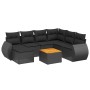 Set Divani da Giardino con Cuscini 8 pz Nero in Polyrattan