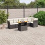 Set Divani da Giardino con Cuscini 7pz Nero Polyrattan