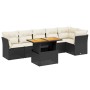 Set Divani da Giardino con Cuscini 7pz Nero Polyrattan