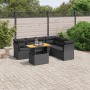 Set Divani da Giardino con Cuscini 7pz Nero Polyrattan