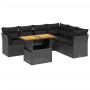 Set Divani da Giardino con Cuscini 7pz Nero Polyrattan