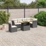 Set Divani da Giardino con Cuscini 7pz Nero Polyrattan