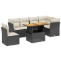 Set Divani da Giardino con Cuscini 7pz Nero Polyrattan