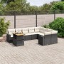 Set Divani da Giardino 10pz con Cuscini in Polyrattan Nero