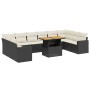 Set Divani da Giardino 11 pz con Cuscini in Polyrattan Nero