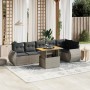 Set Divani da Giardino 7 pz con Cuscini Grigio in Polyrattan