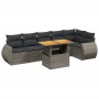 Set Divani da Giardino 7 pz con Cuscini Grigio in Polyrattan