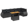 Set Divani da Giardino con Cuscini 7pz Nero Polyrattan