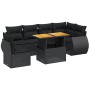 Set Divani da Giardino con Cuscini 7pz Nero Polyrattan