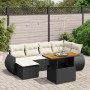 Set Divani da Giardino con Cuscini 7pz Nero Polyrattan