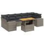 Set Divano da Giardino 8 pz con Cuscini Grigio in Polyrattan