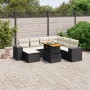 Set Divani da Giardino con Cuscini 8 pz Nero in Polyrattan