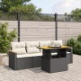 Set Divani da Giardino 5 pz con Cuscini in Polyrattan Nero