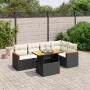 Set Divano da Giardino 6 pz con Cuscini Nero in Polyrattan