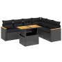 Set Divani da Giardino con Cuscini 7pz Nero Polyrattan