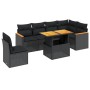 Set Divani da Giardino con Cuscini 7pz Nero Polyrattan