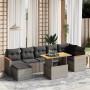 Set Divano da Giardino 8 pz con Cuscini Grigio in Polyrattan