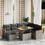 Set Divano da Giardino 8 pz con Cuscini Grigio in Polyrattan