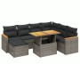 Set Divano da Giardino 8 pz con Cuscini Grigio in Polyrattan