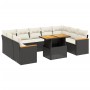 Set Divani da Giardino 11 pz con Cuscini in Polyrattan Nero