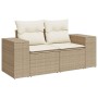 Set Divano da Giardino 3 pz con Cuscini Beige in Polyrattan