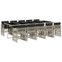 Set Pranzo Giardino 11pz con Cuscini Grigio Chiaro Polyrattan