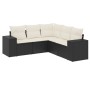 Set Divani da Giardino 5 pz con Cuscini in Polyrattan Nero