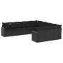 Set Divani da Giardino 11 pz con Cuscini in Polyrattan Nero