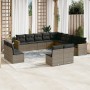 Set Divani da Giardino 13 pz con Cuscini Grigio in Polyrattan