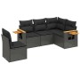 Set Divani da Giardino 5 pz con Cuscini in Polyrattan Nero